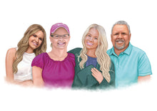 Load image into Gallery viewer, Color portrait - Graduation drawing with family members - colour portrait - drawings and portraits from your photos - drawking.com - DrawKing